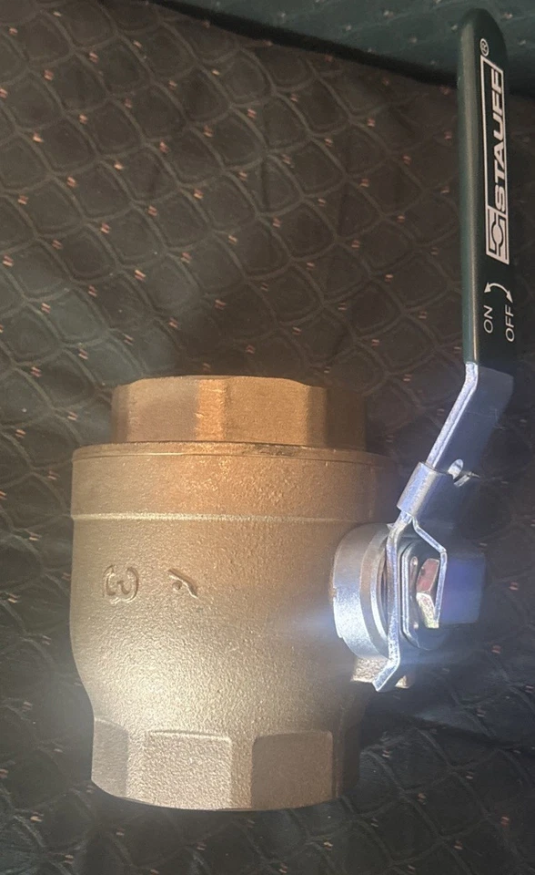 STAUFF USA 3"Fem. N.P.T. Full Port Brass Ball Valve 600 WOG With Locking Handle - Image 2 of 4