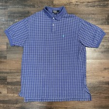 Polo Ralph Lauren Mens XL Shirt Blue White Grid Check 100% Cotton Made in USA