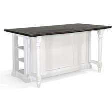 Sunny Designs Carriage House 71.5" Wood Kitchen Island in White/Dark Brown