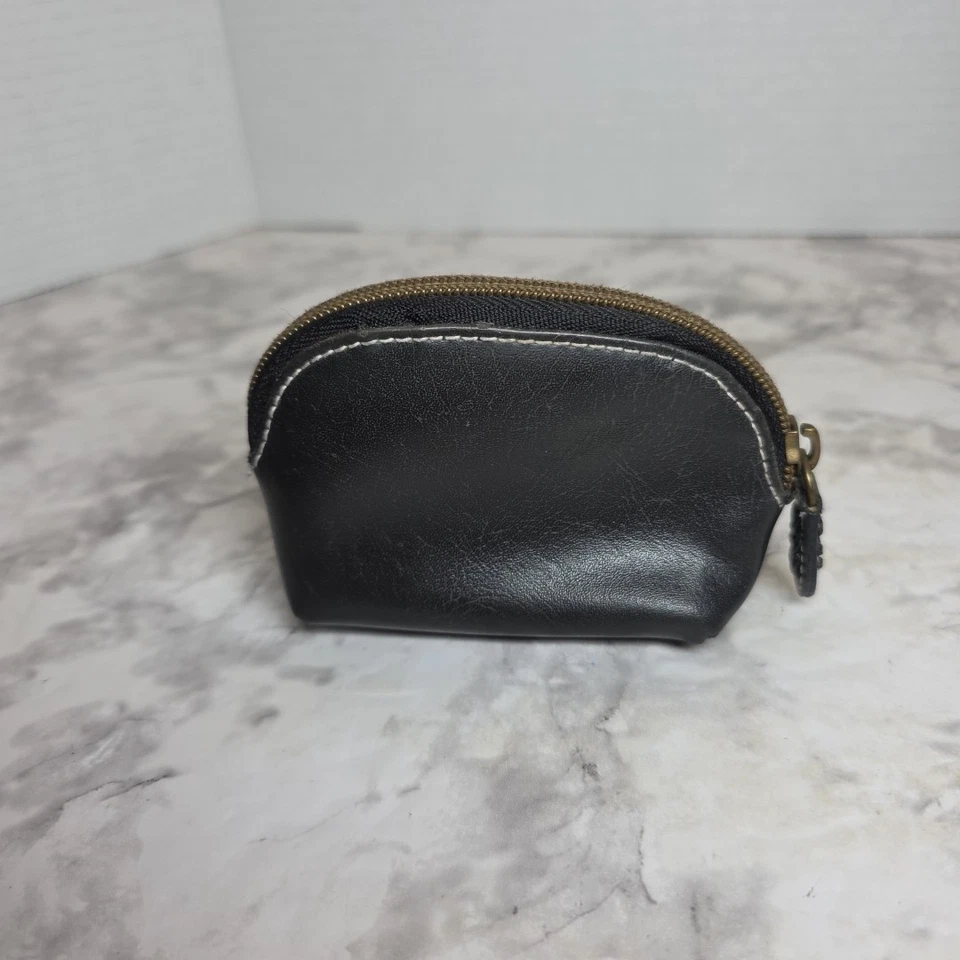 Monedero negro vintage bolsa de cambio pequeña cartera tradicional bolsa con cremallera PVC Foto 2 de 4