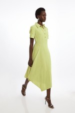 Karen Millen Shirt Midi Dress UK8 in Yellow RRP £229
