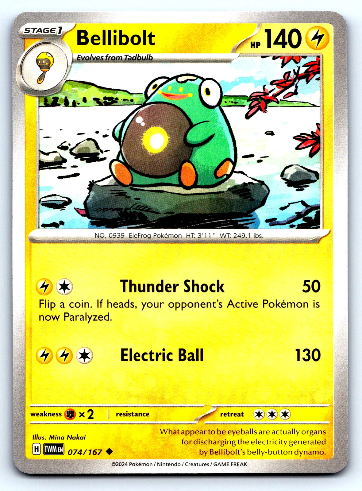 Bellibolt Twilight Masquerade #74 Uncommon NM Pokemon Card