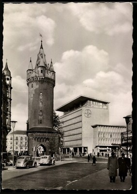 Frankfurt a. M., Eschenheimer Turm und Bayer Haus, Ansichtskarte 