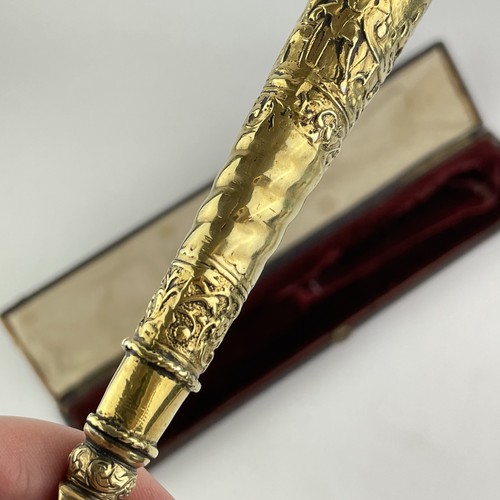 Antique Cased Solid Silver Gilt Fish Server Horse Rider 25.5cm 1850 Garrard & Co - Picture 7 of 21