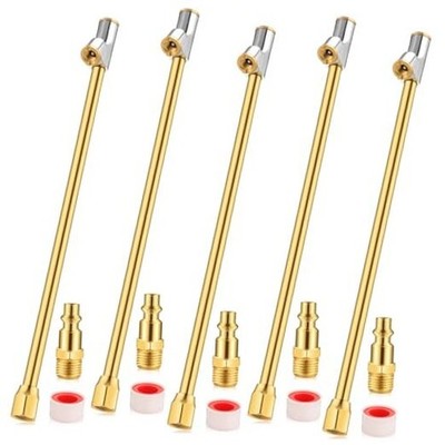  5 Pack Air Chuck Set 2 Way Connection 12 Extended Tire Chuck 1/4 in FNPT 