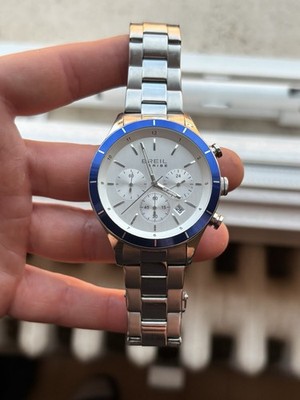 Breil Tribe Chronograph Uhr - Stahl - Silbernes Zifferblatt und blaues Zifferblatt