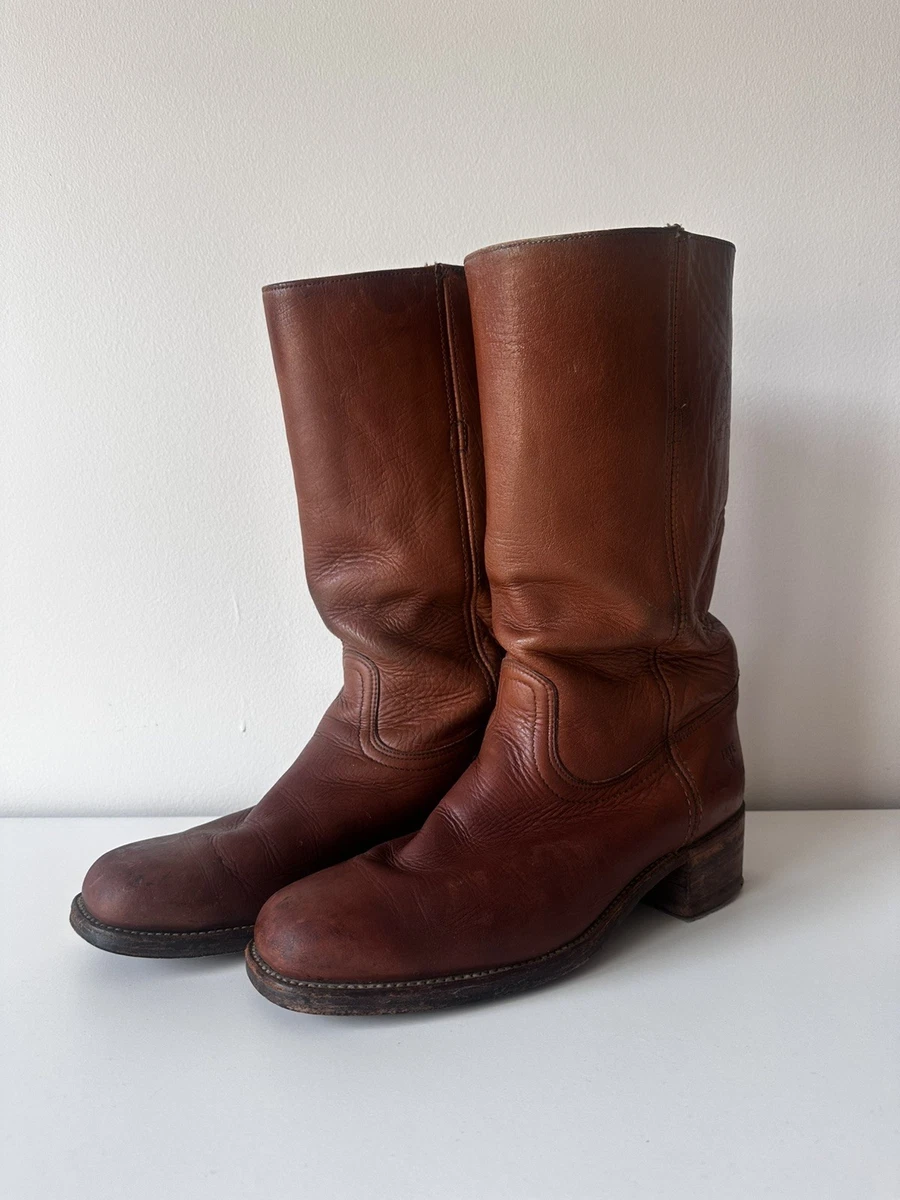 USA製　Vintage モデル　FRYE/フライ　ウエスタンブーツ　size8M　25.5-26.0程度　ブラウン/茶/BROWN〉管No.WL65 Frye Boots Harness 8R Smoke Brown Leather USA Women's 8.5M Right