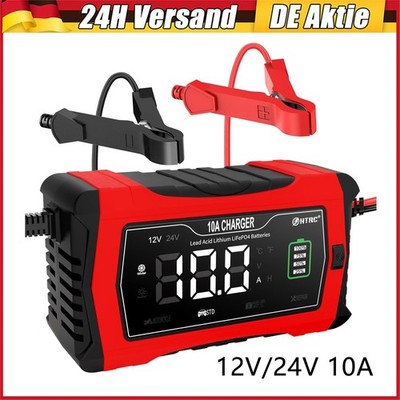 Auto Intelligentes Batterie Ladegerät KFZ LiFePO4 12V 24V 10A Batterieladegerät