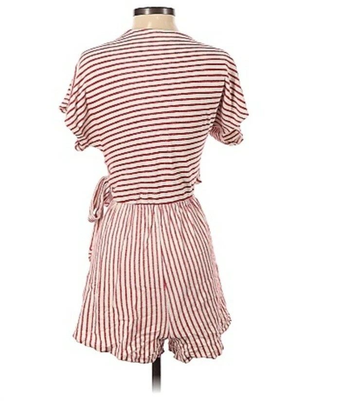 Exuberante Mameluco Rojo Rayas Boutique Talla L Grande Algodón Viscosa Traje de Baño Encubrimiento Foto 2 de 4