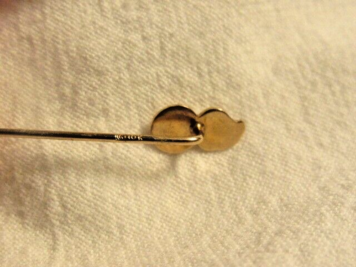 Vintage 10K Gold 2-3/4” Stick Pin Flame Over Circle Motif Logo ? - Picture 3 of 10