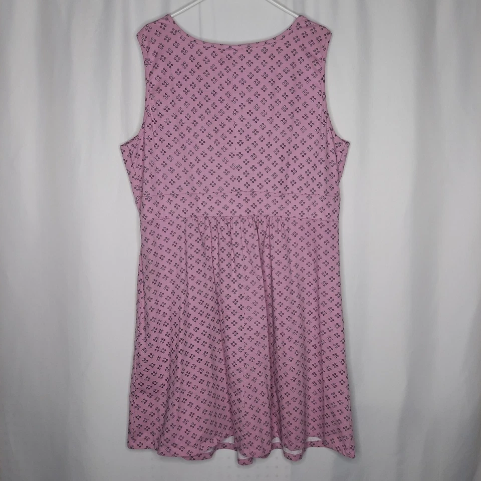 Woman Within Sleeveless Dress 26/28 Purple Black V-Neck Stretch Cotton Empire  - Image 2 of 4