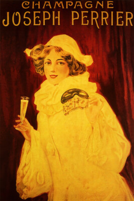 Girl Champagne Joseph Perrier France French Bar Vintage Art Wall - POSTER 20x30