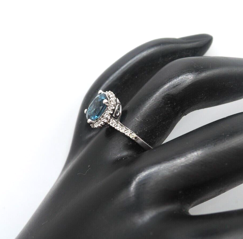 Anillo de plata esterlina firmado, década de 1980 con piedras azules y claras P M con una estrella - Imagen 4 de 4