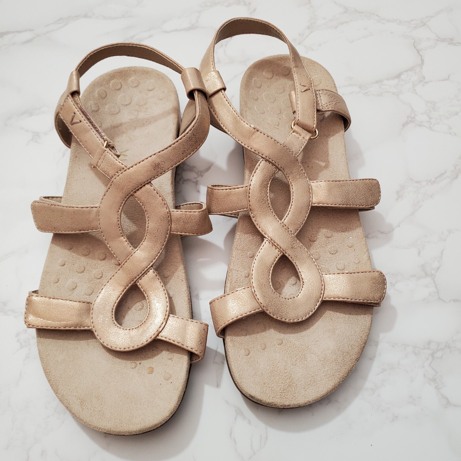 Vionic Jodie Sandals Women 9 Rose Gold Pink Comfort Adjustable Foot Arch Support