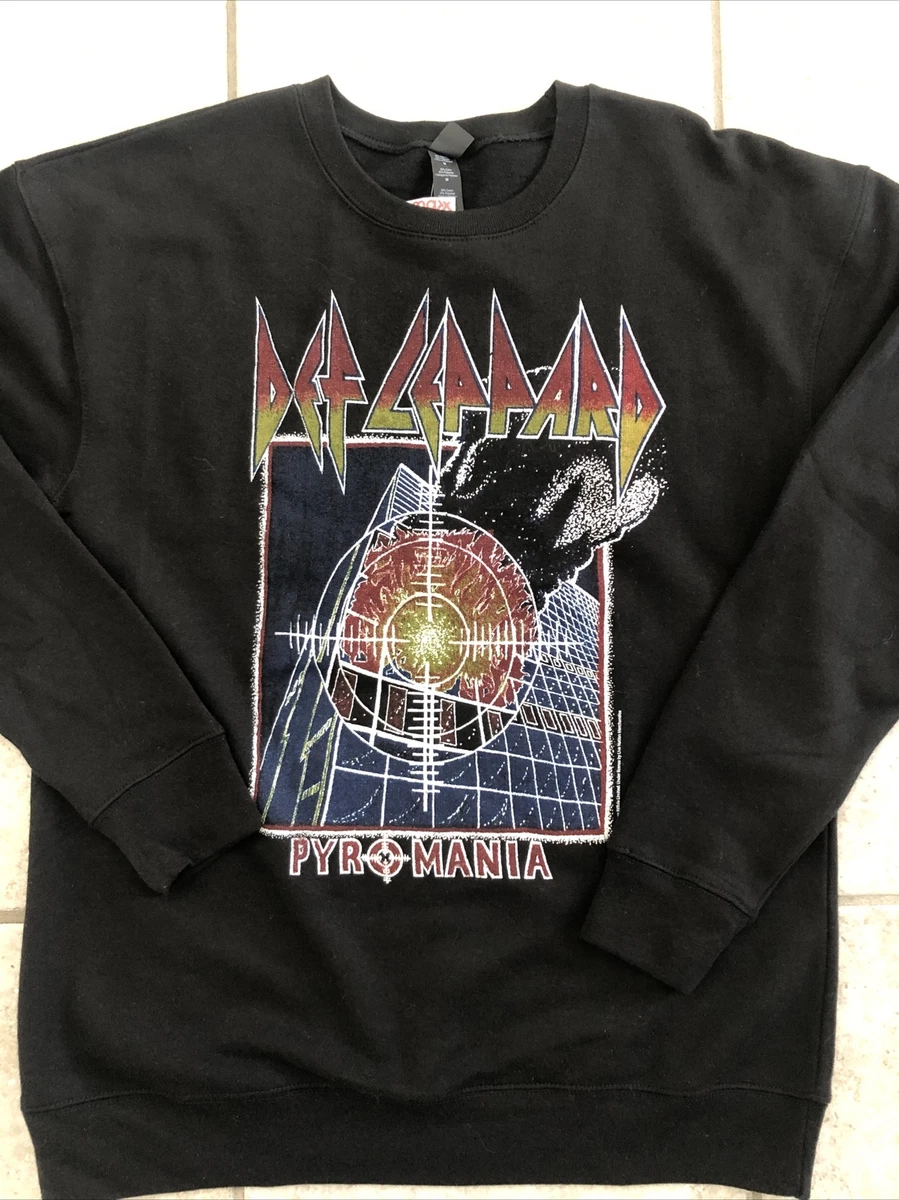NWT Men s Def Leppard Pyromania Black Crew Neck Sweatshirt sz M NEW