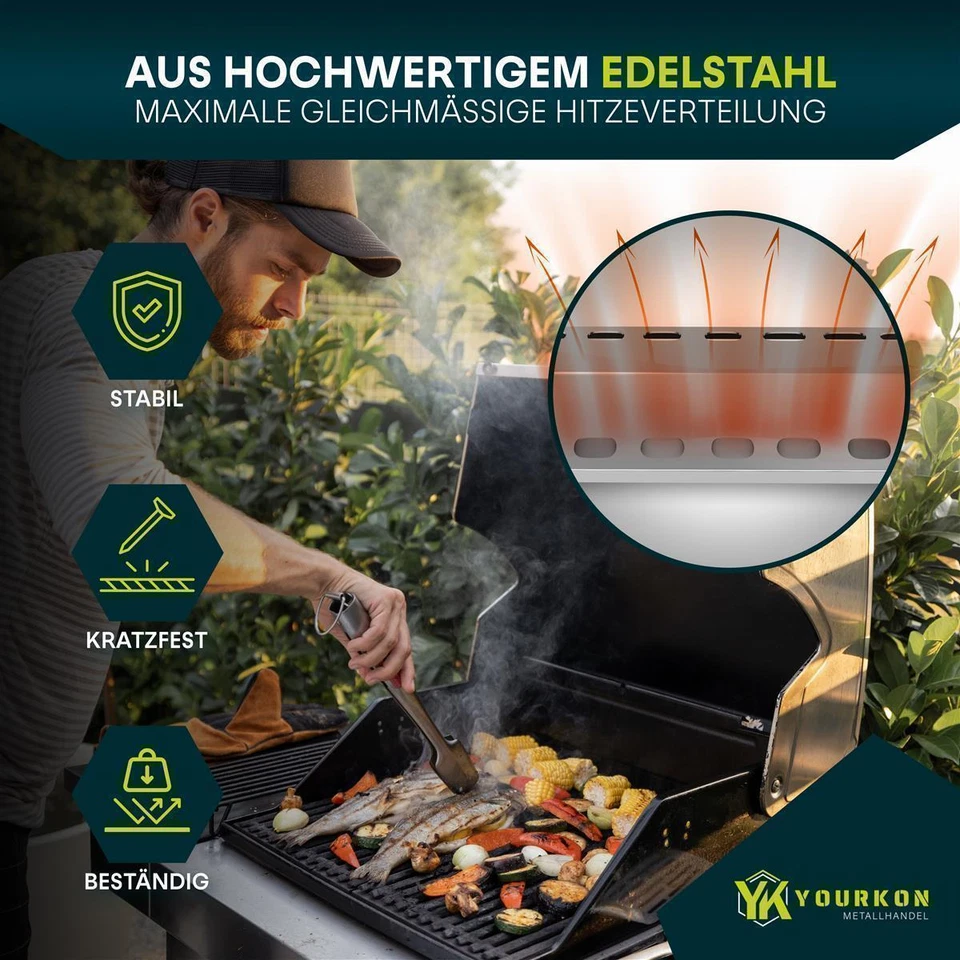 Flammblech Edelstahl Aromaschiene Flammenverteiler Brennerabdeckung Yourkon  - Bild 4 von 4
