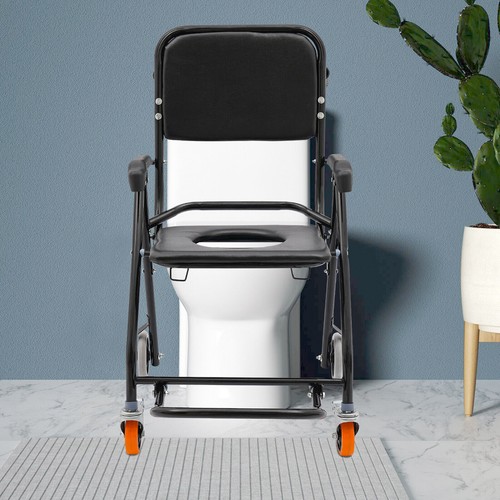 Duschrollstuhl Toilettenrollstuhl Faltbarer Duschsitz Vorsitz Duschstuhl Mit Räd - Bild 8 von 23