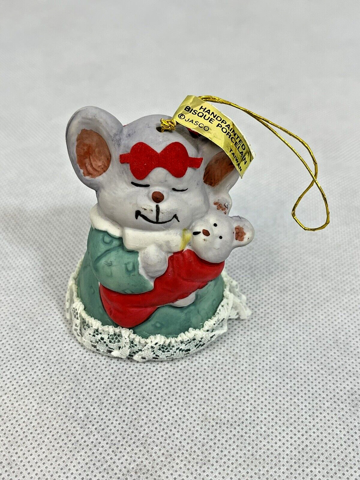 LN Vintage Jasco Caring Critter Chimers BELL Mama Mouse Baby Mice Christmas Tree