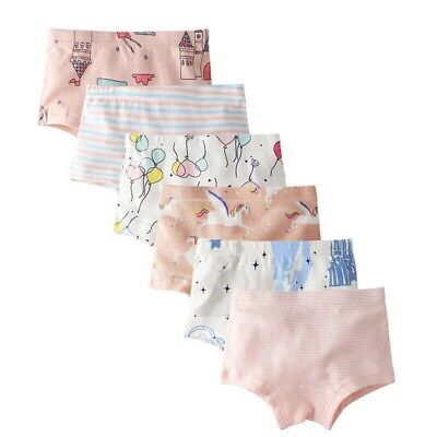 6 Pack Little Girls' Underwear Toddler Cute panties Soft 100% Cotton Kids  Briefs