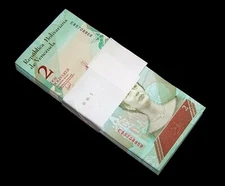 100 pcs x Venezuela 2 bolivares banknotes/ 2018 issue / full bundle