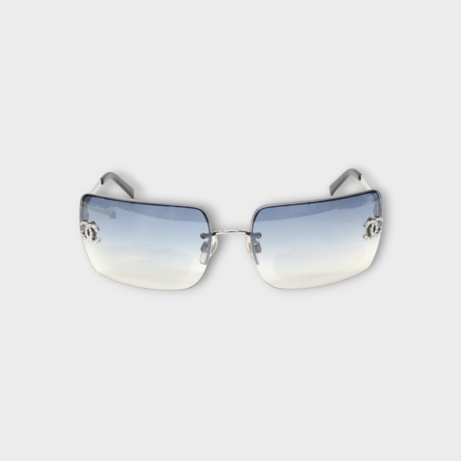 CHANEL 4092-B Blue Gradient Sunglasses with Rhinestones Coco Mark 62□15-120