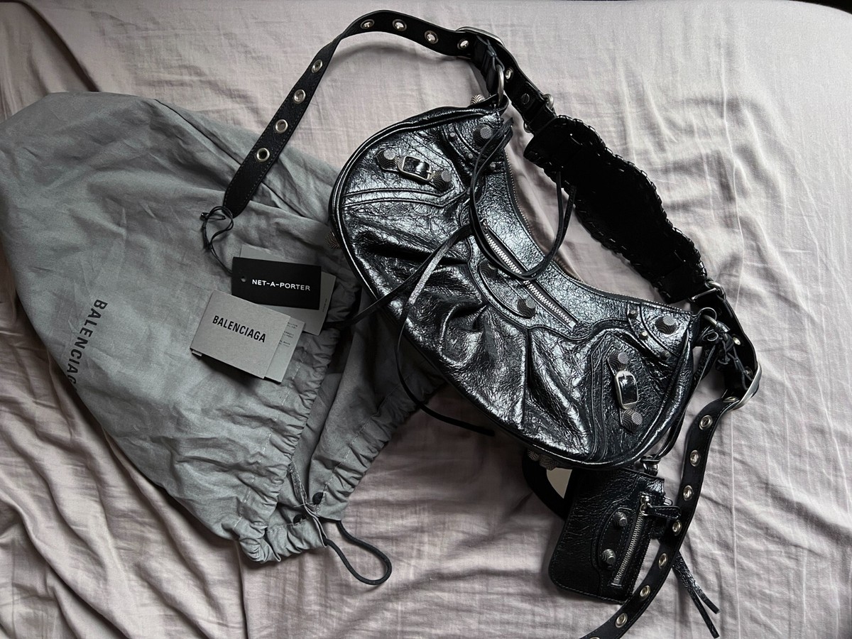 BALENCIAGA Le Cagole small studded crinkled-leather shoulder BALENCIAGA Le Cagole small studded crinkled-leather shoulder
