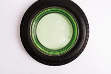 Vintage Kelly Springfield Heavy Duty Tire Green Glass Advertising Ashtray Rare