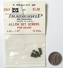 12pc TRADESHIP Japan 1/24 1/32 Slot Car Standard SET SCREWS for GEARS 4-40x1/8"