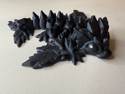 Articulated Baby Crystal Dragon Wyvern 5.5 inch Burnt Titanium