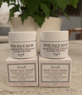 2x Rose Face Mask W/Petals Larger Travel Size 0.5oz/15mL NEW IN BOX