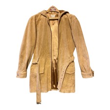 Vintage Together Genuine Leather Tan /taupe Zip Up Coat Jacket Womens Size 8