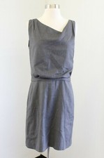 J Crew Gray 100% Wool Asymmetrical Neckline Blouson Sheath Dress Size 4