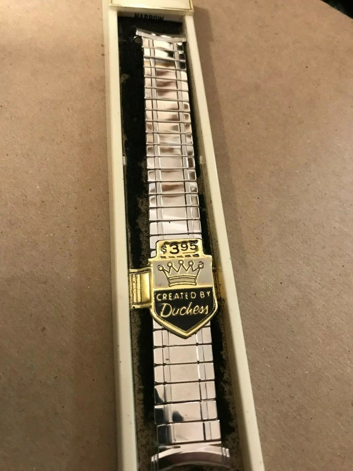 Correa de reloj vintage 16 mm 18 mm 19 mm años 50 Premium Duquesa EE. UU. PLATEADA 1E Foto 2 de 2