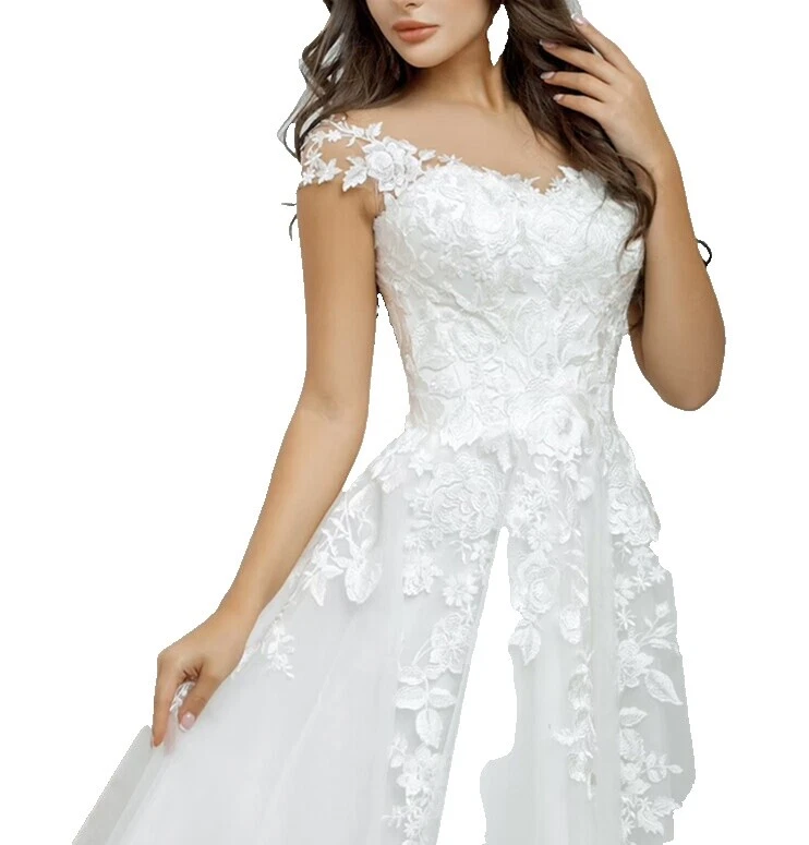 Tapa de Encaje Manga Corta Vestidos de novia