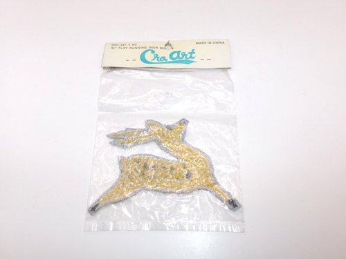 CraArt Running Deer Patch Flat Gold Sequins & Beads Sew On 4.5 x 3 inches - Picture 2 of 5