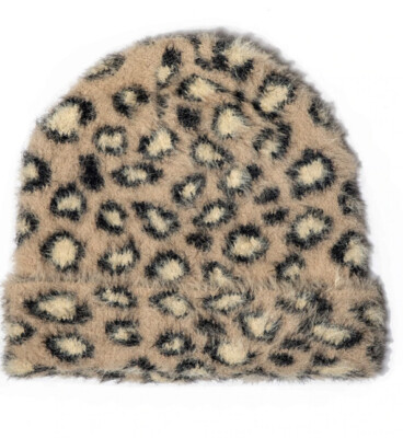 NWT Lele Sadoughi Faux Angora Knit Beanie in Leopard $150 Beanie Hats Women main image 4