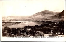 Kamloops British Columbia Junction of North South Thompson Rivers RPPC Postcard