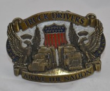 Truck Drivers Move The Nation Belt Buckle Flag Great American