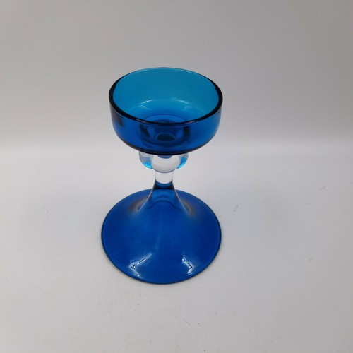 PeeDee Italy Italian Blue & Clear Glass Candle Holder - Picture 4 of 9