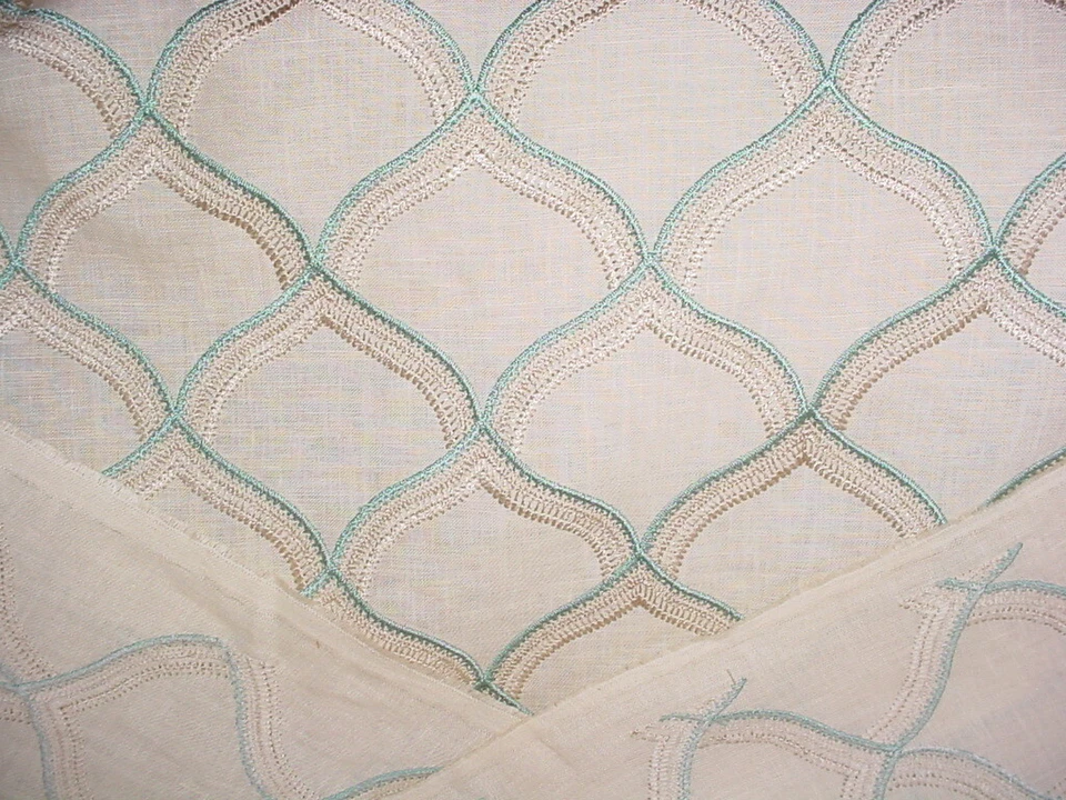 Tela de tapicería de celosía española turquesa pichola Scalamandre ZS 000292 4-3/4Y Foto 4 de 4