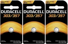 3 Pack 357 Duracell Watch Batteries Replaces Energizer 357