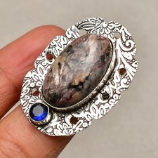 Russian Charoit Gemstone 925 Sterling Silver Handmade Jewelry Ring Size 6.5