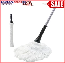Mop with 2 Reusable Heads Easy Wringing Twist Mop with 57.5 Inch Long Handle Wet