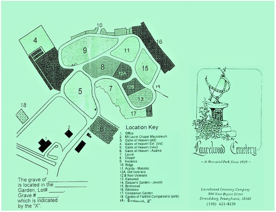 2 parcelas/tumbas funerarias y 2 bóvedas funerarias en el cementerio Laurelwood, Stroudsburg PA Foto 2 de 4