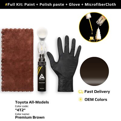 Touch up Paint for Toyota Code: 4T2 Premium Brown Easy Apply Scratch Repair