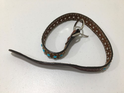 Nocona Child Brown Leather Calf-Hair & Blue Crystals Western Belt Size XL UNISEX - Picture 12 of 21