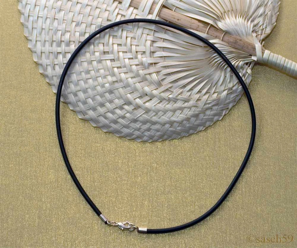 Kautschukkette nach Mass 3mm Kautschukband Kautschuk Halsband Kette schwarz MS - Bild 1 von 1