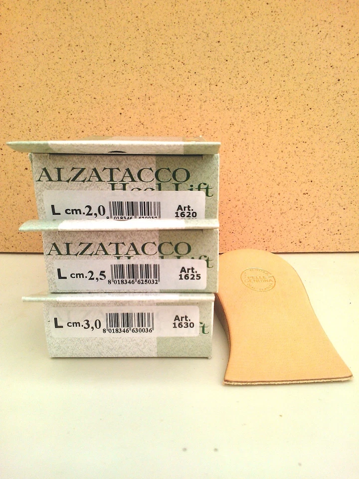 PRESTIGE Alzatacco lungo RIGIDO in simil sughero ricoperto in pelle cm. 2-2,5-3,0