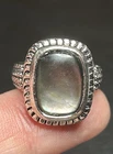 Nice! Sz 7 Inlaid Abalone Shell Chunky Silver T Ring