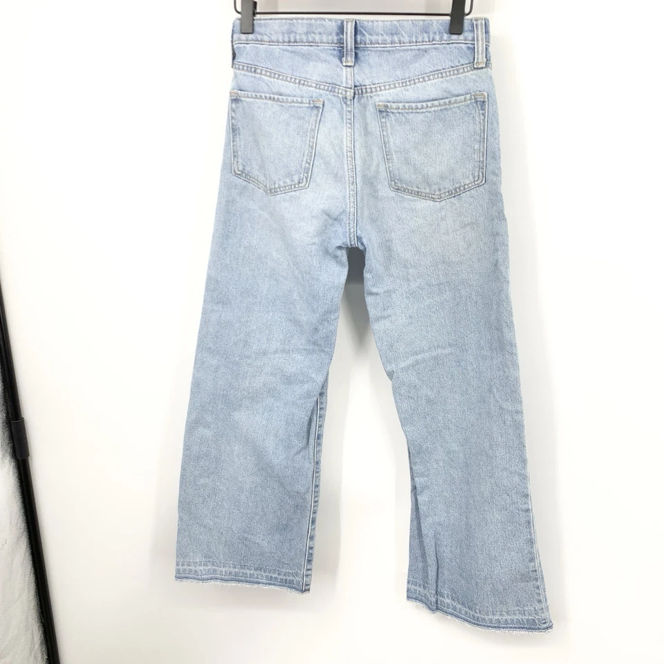 Pantalones de mezclilla viejos azul marino para niños niñas talla 12 lavado ligero desgastados holgados pierna ancha Foto 4 de 4